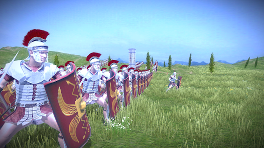 Legions of Rome 2 kaujas skats ar romiešu rindām